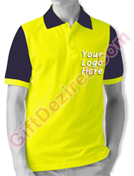 Designer Yellow and Blue Color Company Logo T Shirts